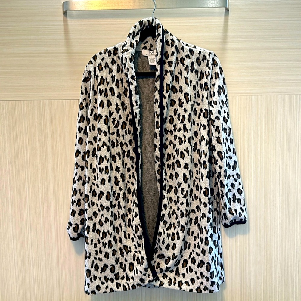 Open animal print tunic cardigan with high neck!